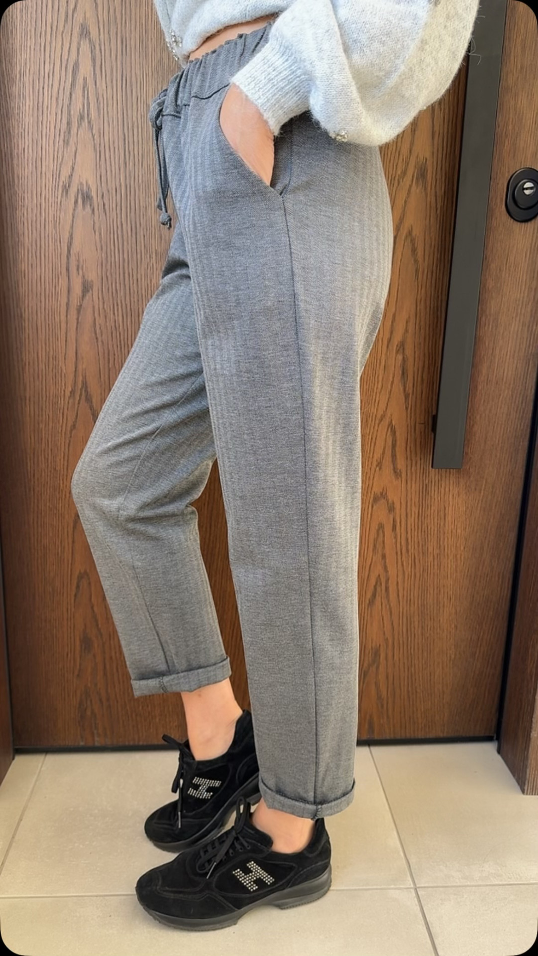 Παντελόνι με λάστιχο στην μέση-Γκρι
