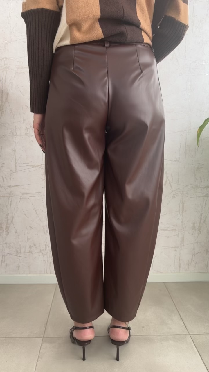 Δερματίνη παντελόνι barrel- Καφε