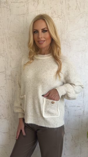 Μπλούζα με τσέπες-Εκρου