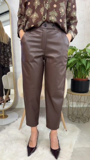 Δερματίνη παντελόνι basic-Καφε