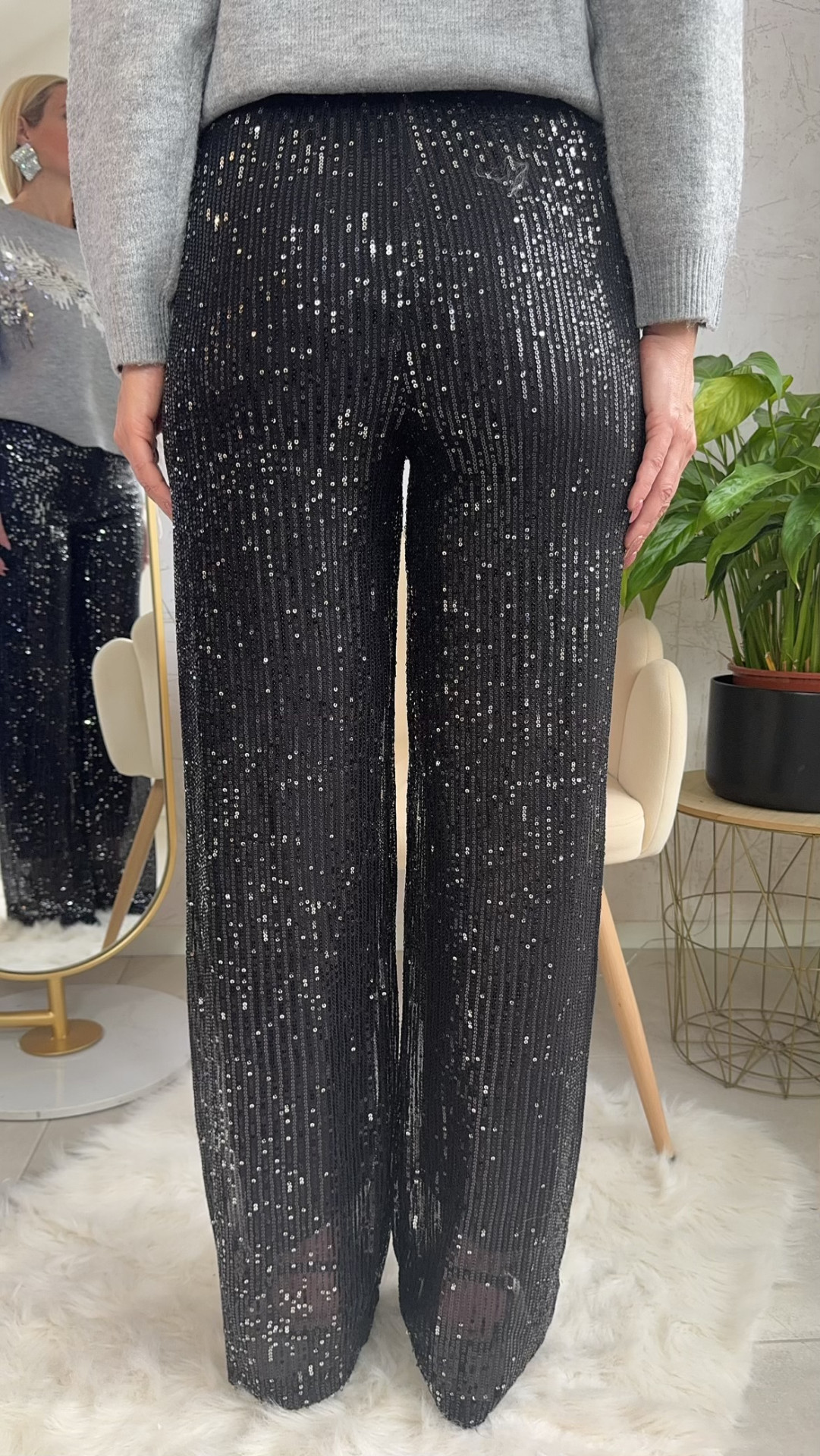 Παντελονα Παγιετα-Μαύρο με ασημι