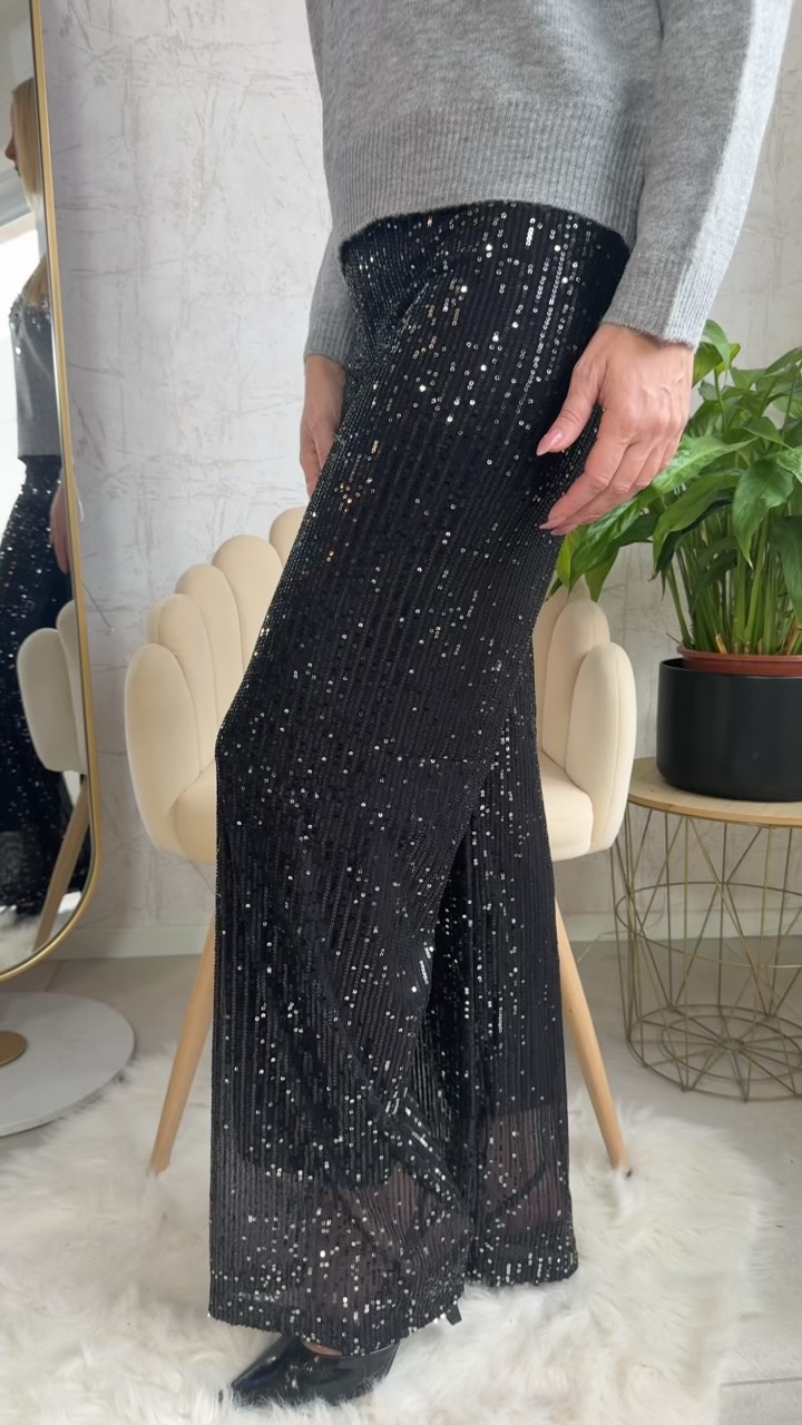 Παντελονα Παγιετα-Μαύρο με ασημι