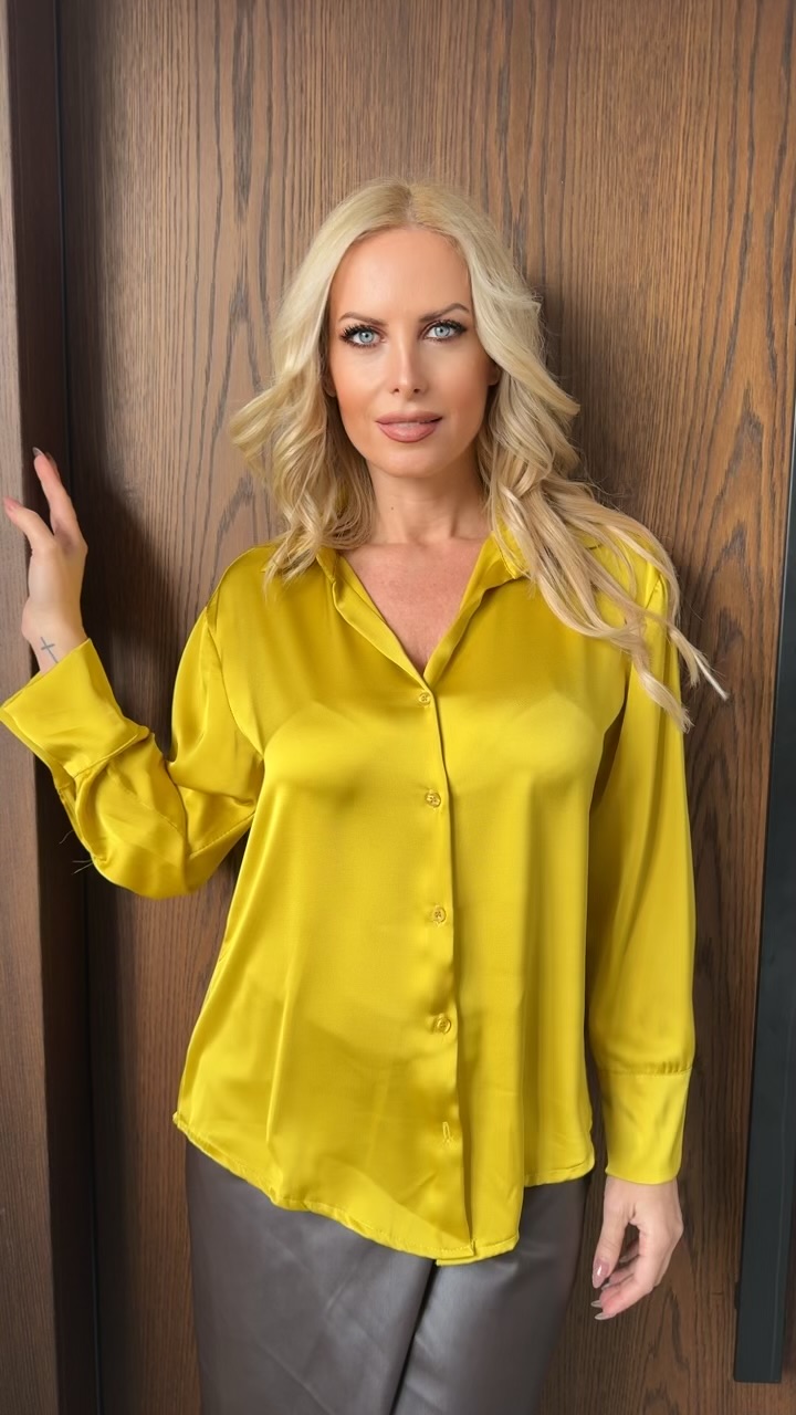 Σατέν πουκάμισο- Ωχρα