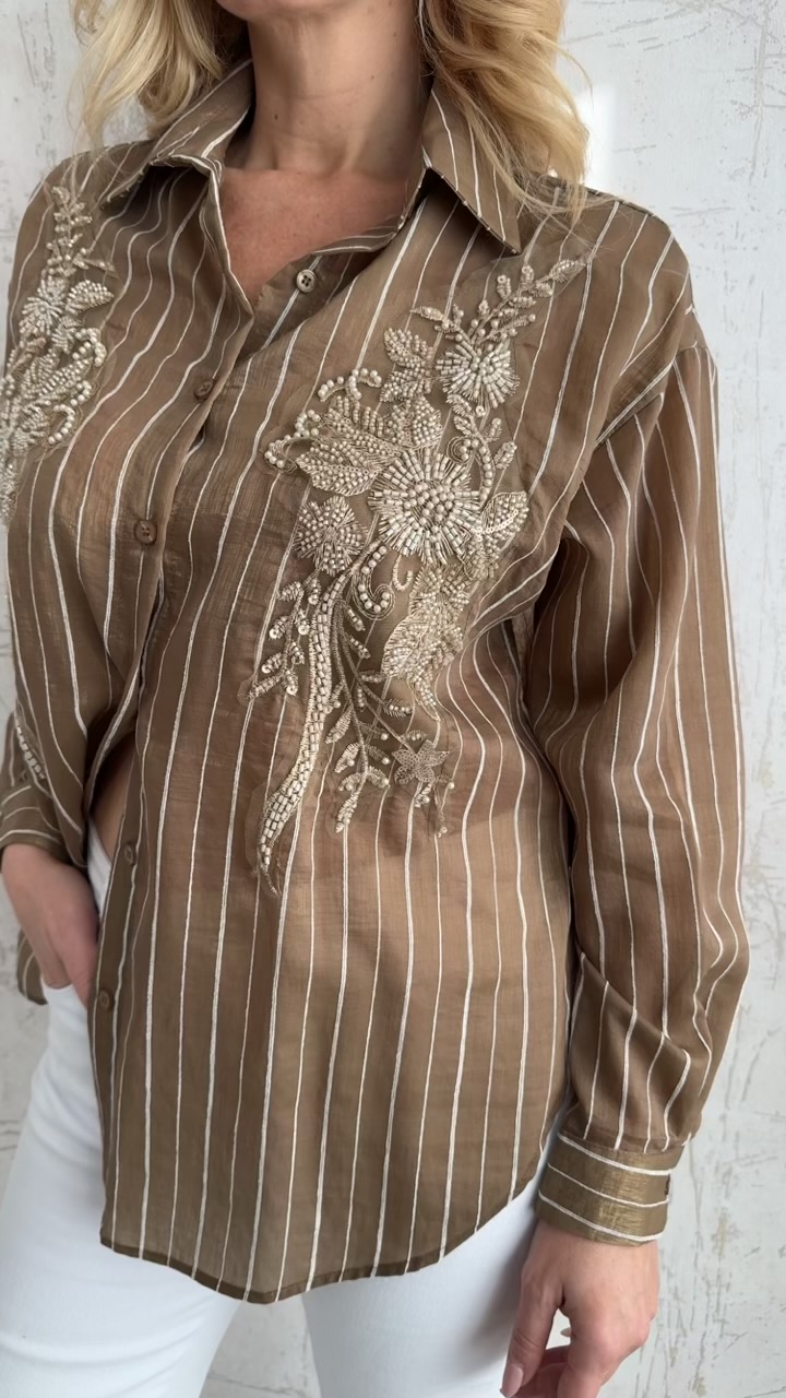 Sweetlight πουκάμισο ριγέ- Καφέ