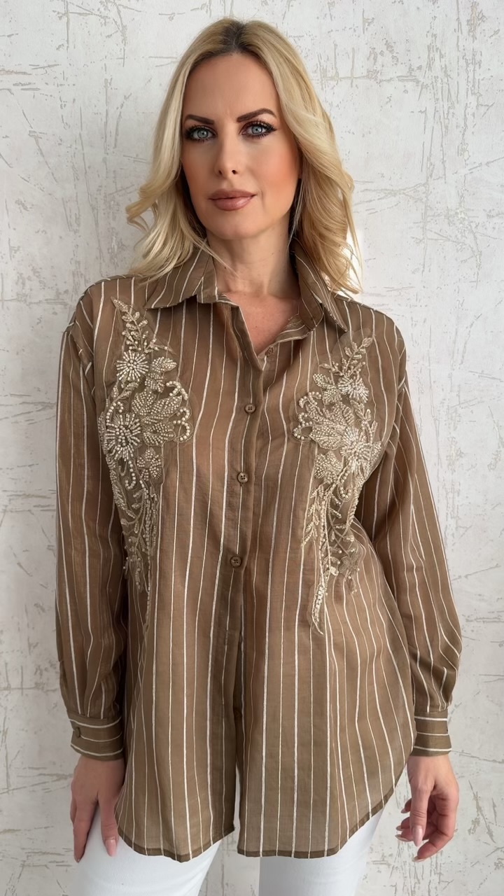 Sweetlight πουκάμισο ριγέ- Καφέ