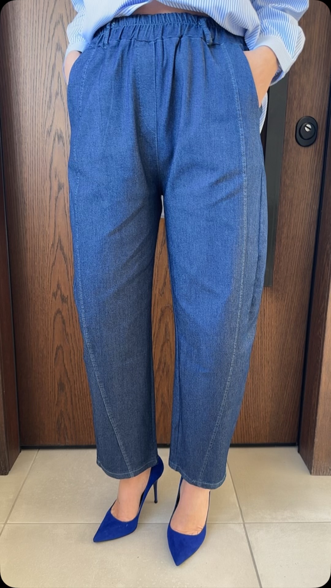 Blue jean παντελόνι με λάστιχο στην μέση