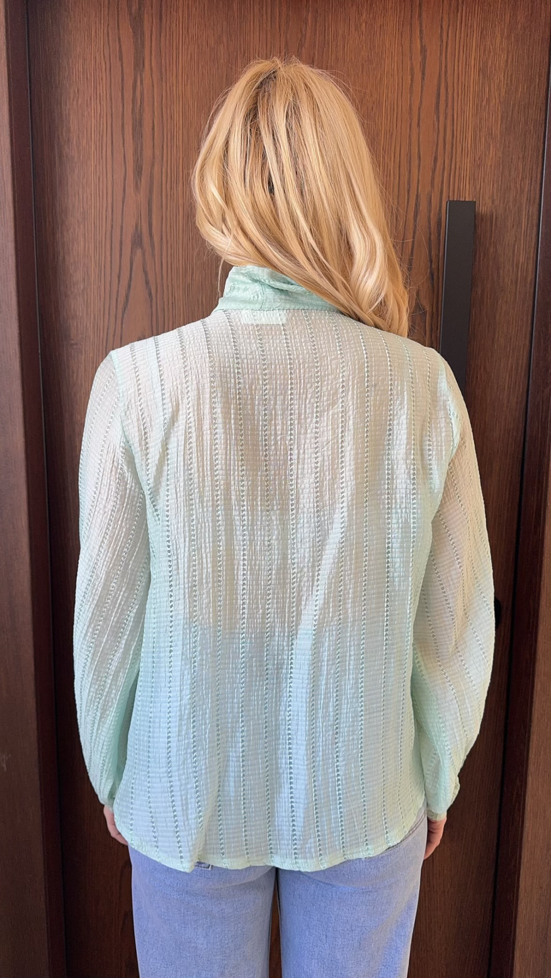 Πουκάμισο με βολάν και φιόγκο- Μέντα