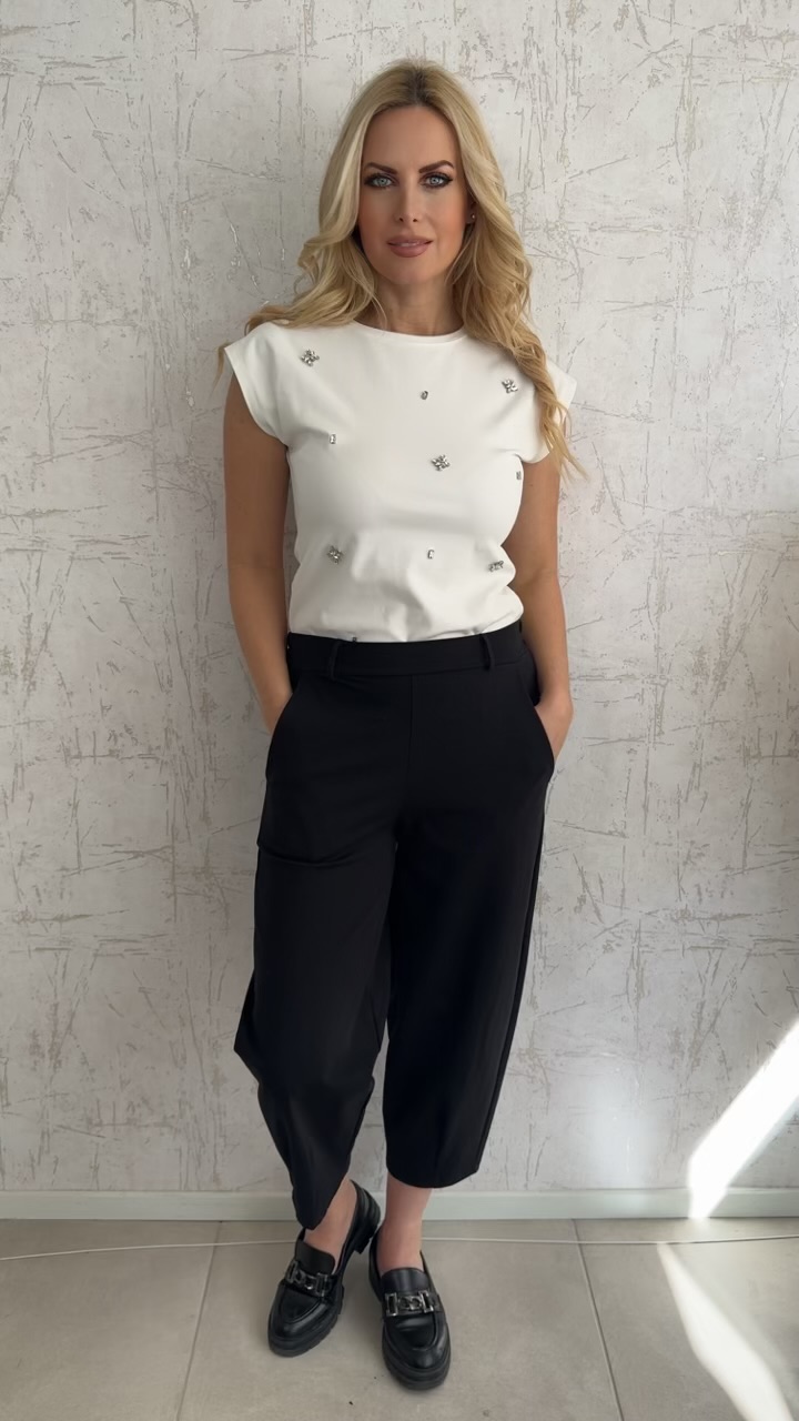 T- shirt με στρας - Άσπρο