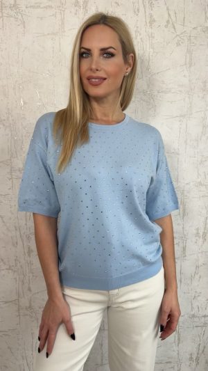 Μπλούζα με στρας- Γαλάζιο