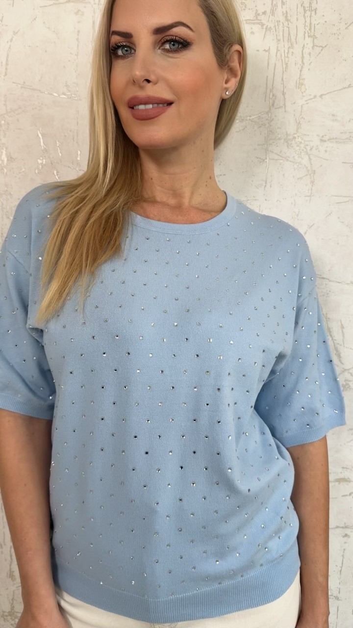 Μπλούζα με στρας- Γαλάζιο