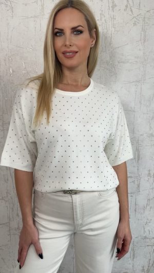 Μπλούζα με στρας- Ασπρο