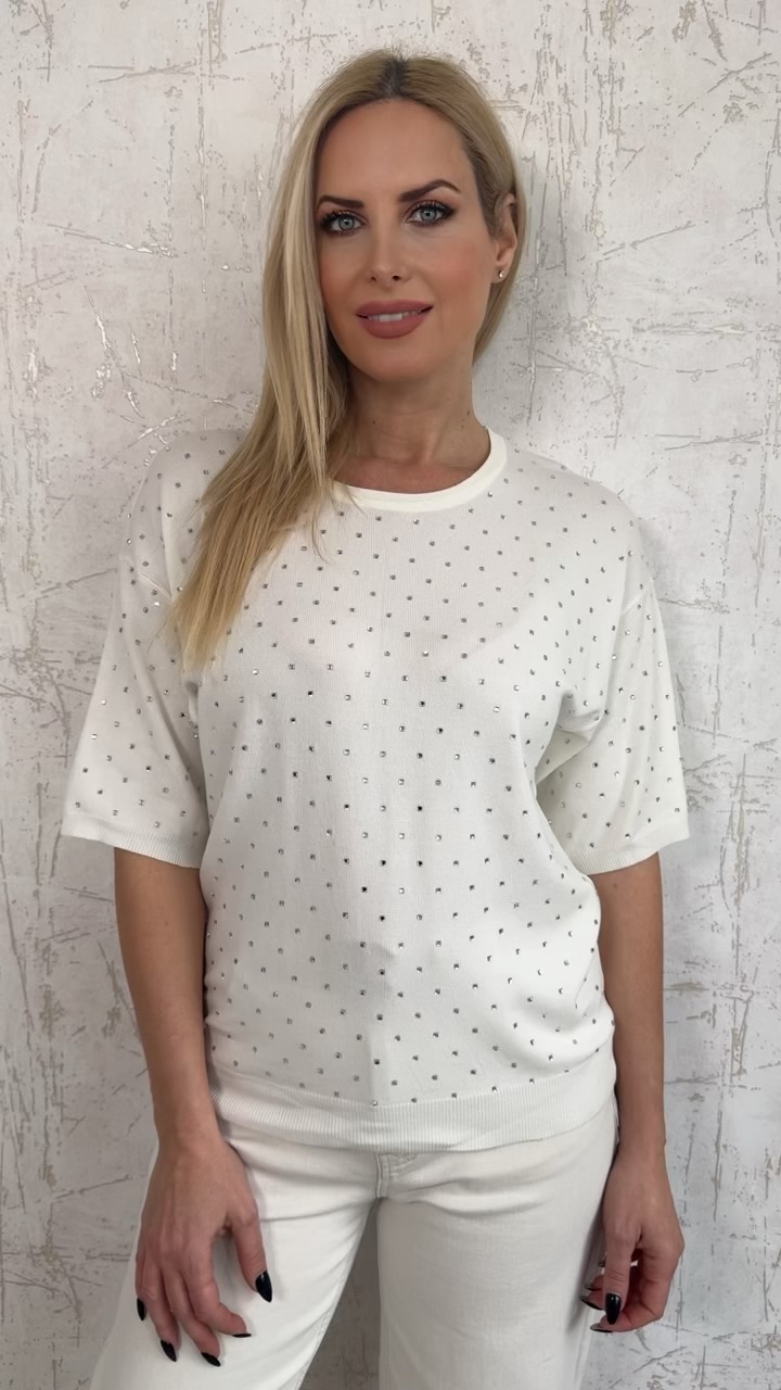 Μπλούζα με στρας- Ασπρο