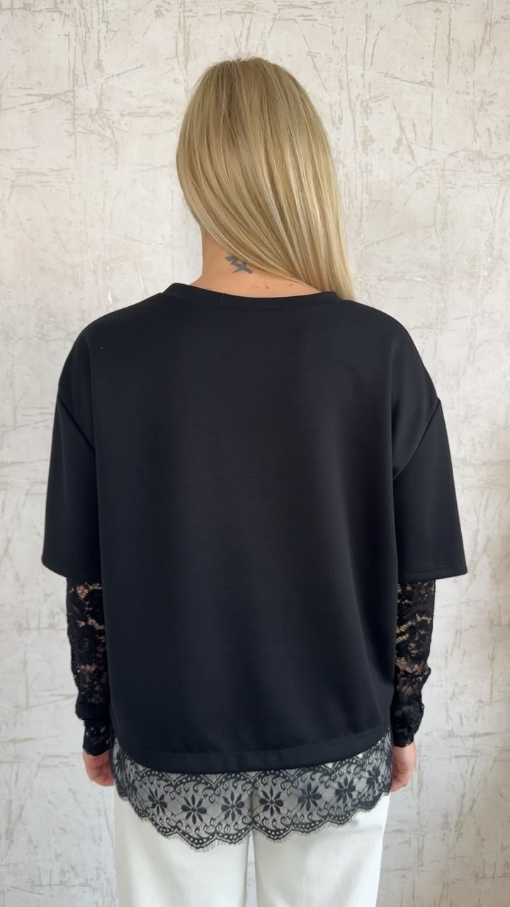 ΜΠΛΟΥΖΑ ΜΕ ΔΑΝΤΕΛΑ ΣΤΟ ΤΕΛΕΙΩΜΑ ΚΑΙ ΣΤΑ ΜΑΝΙΚΙΑ-ΜΑΥΡΟ