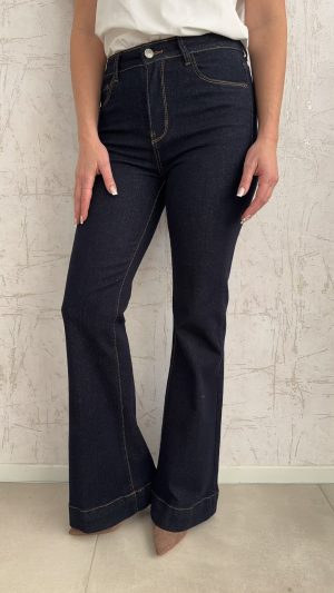 Ελαστική τζιν καμπάνα- Μπλε