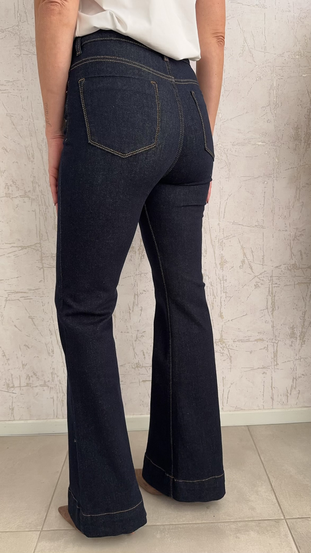 Ελαστική τζιν καμπάνα- Μπλε