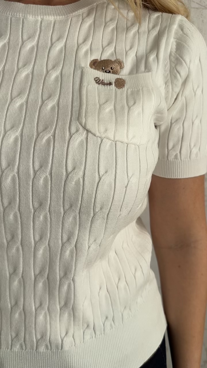 Μπλούζα κοντομανικη με τσέπη-Εκρου