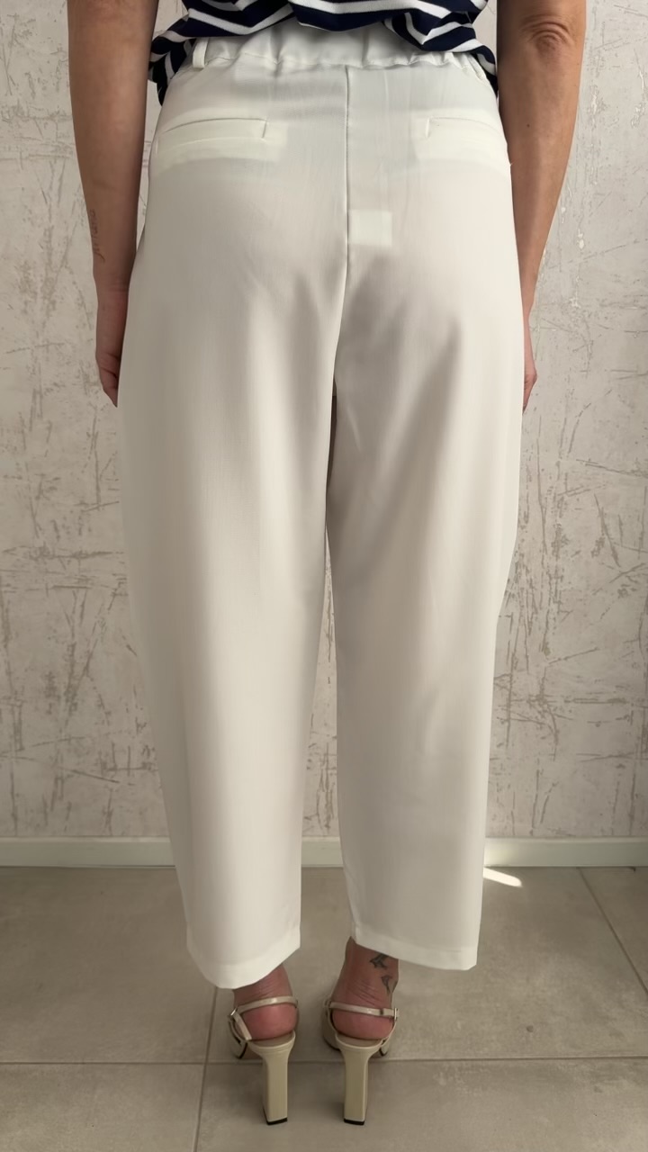 Παντελόνι με πιέτες-Λευκο