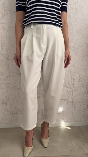 Παντελόνι με πιέτες-Λευκο