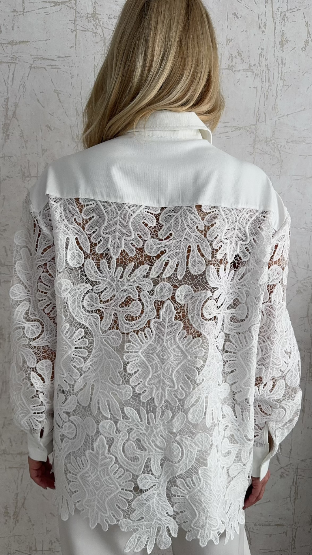 Πουκάμισο δαντέλα-Λευκο