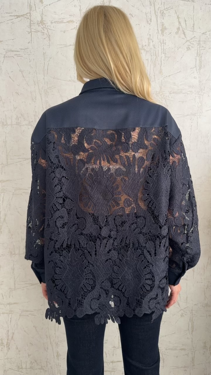 Πουκάμισο δαντέλα-Μπλε