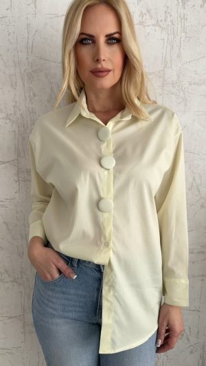 Ριγέ πουκάμισο με καρφίτσες-Κιτρινο