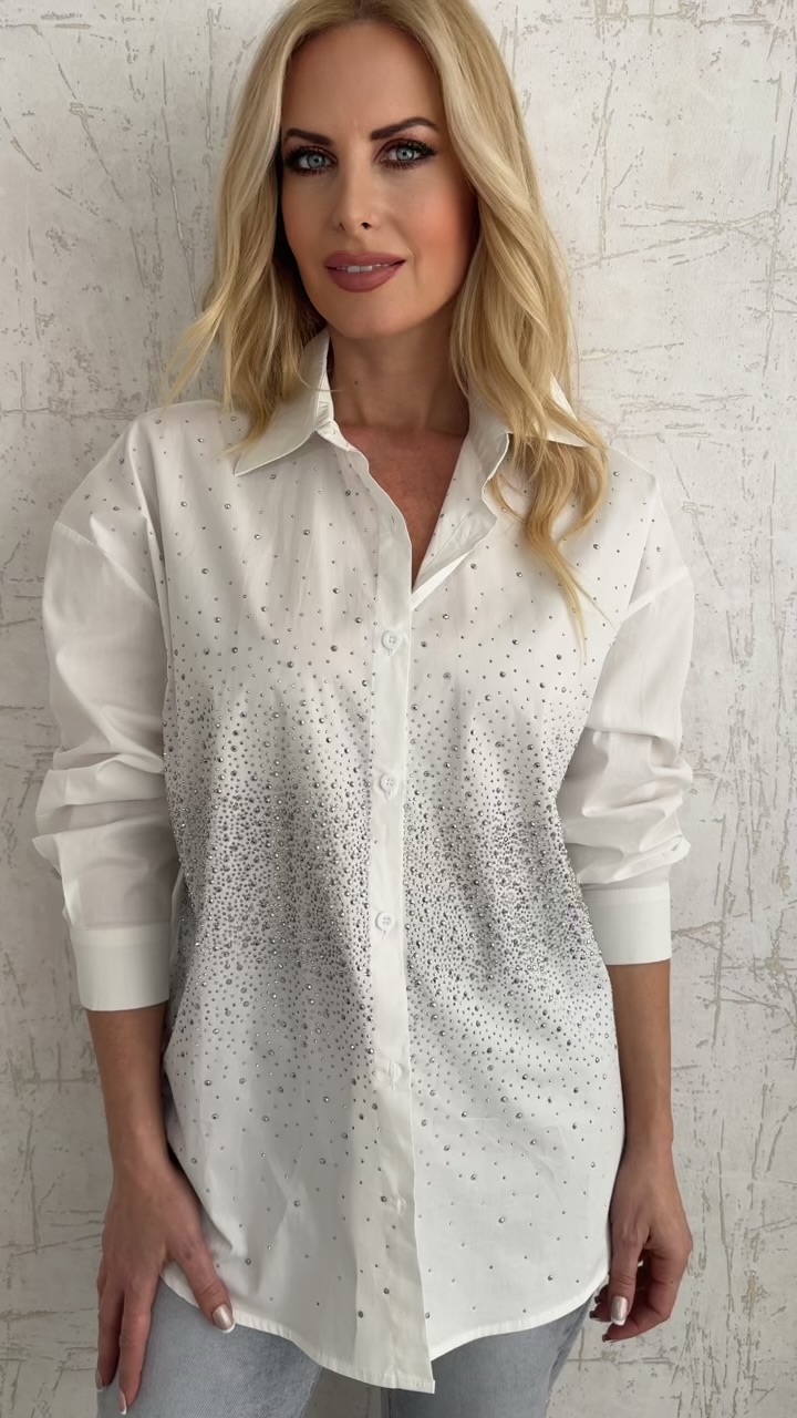 Πουκάμισο με στρας-Άσπρο