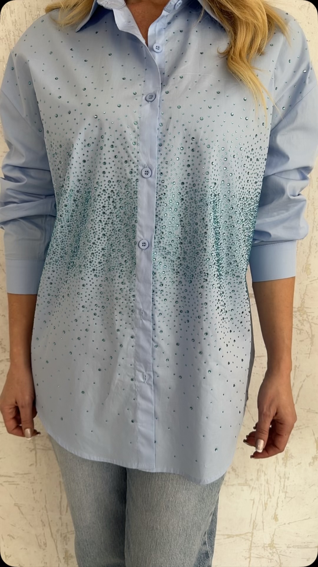 Πουκάμισο με στρας-Γαλαζιο