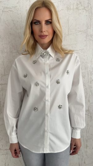 Πουκάμισο ποπλινα με στρας