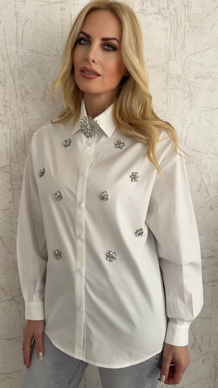 Πουκάμισο ποπλινα με στρας