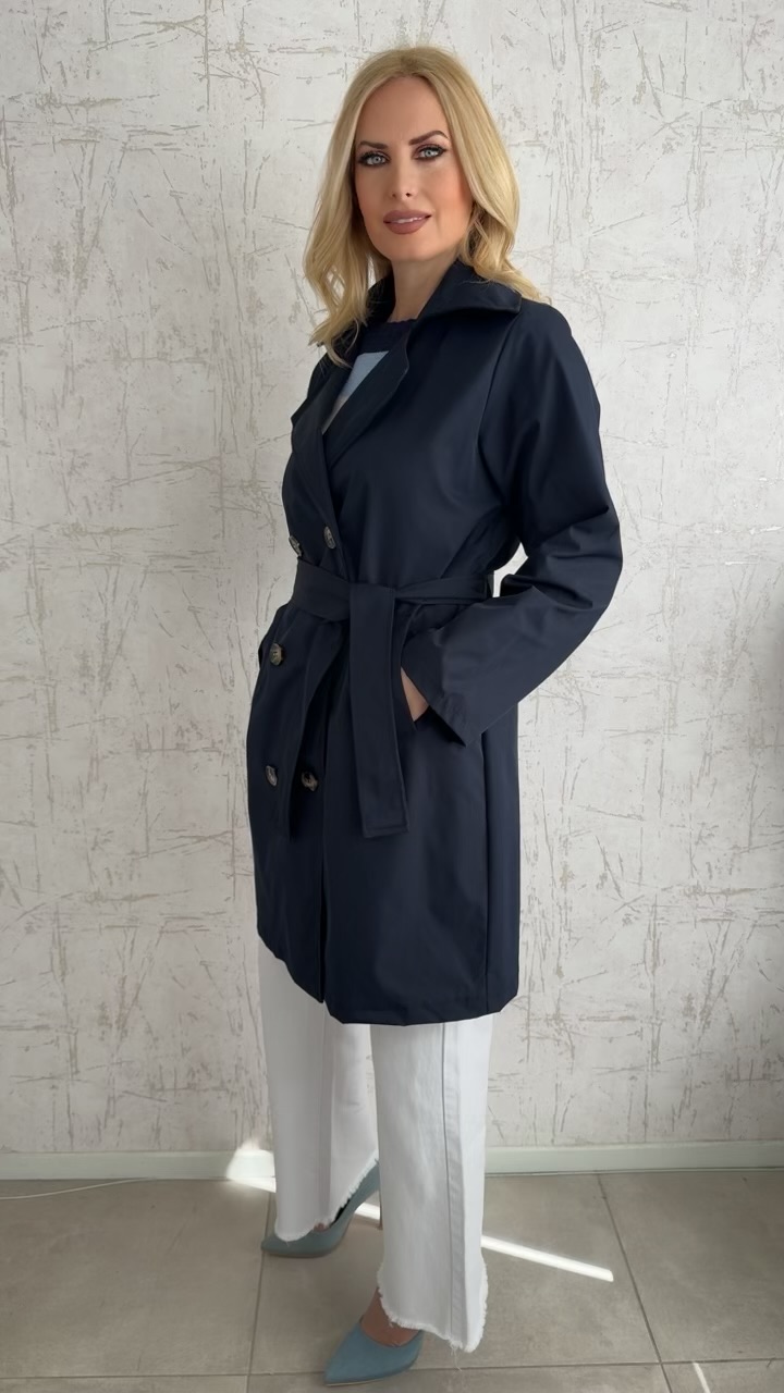 Υφασμάτινη καμπαρντίνα- Μπλε