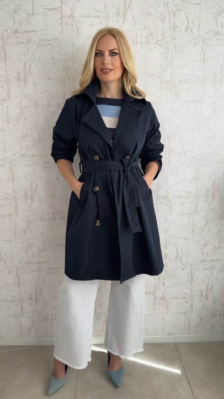 Υφασμάτινη καμπαρντίνα- Μπλε