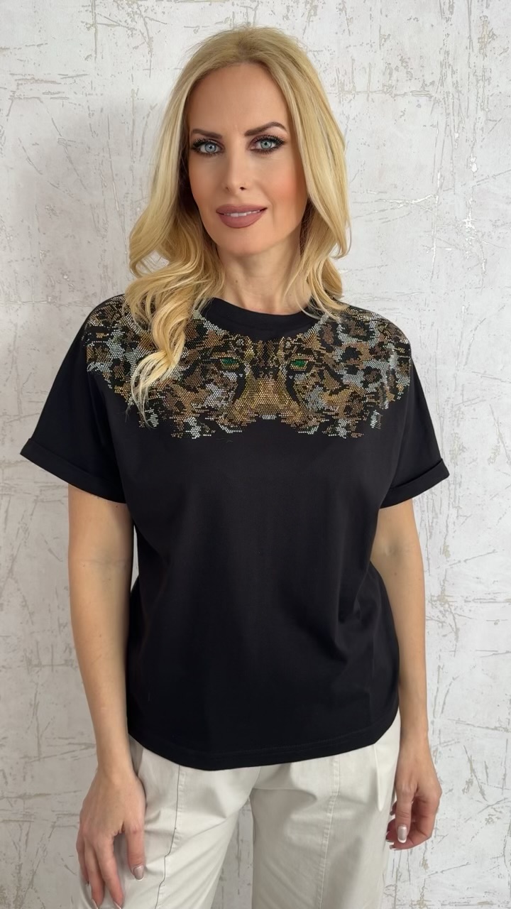 Μπλούζα με στρας -Μαύρο