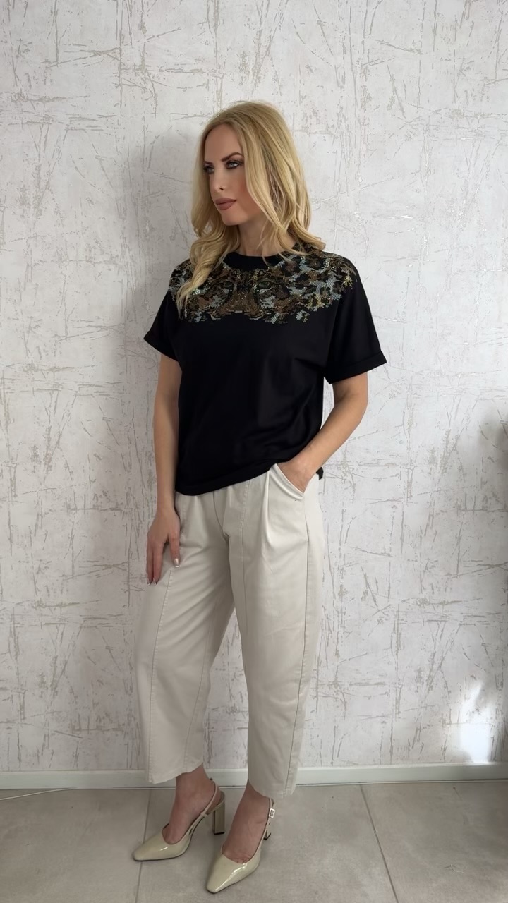 Μπλούζα με στρας -Μαύρο