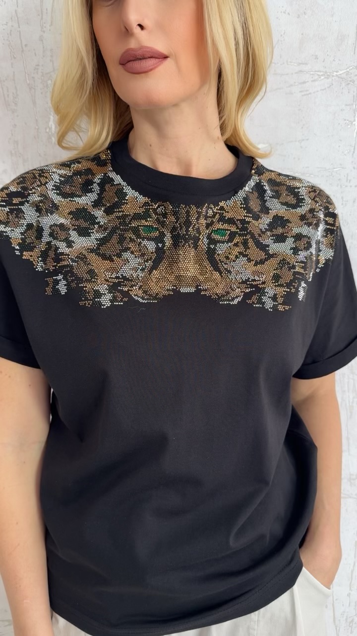 Μπλούζα με στρας -Μαύρο