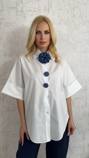 Oversized βαμβακερό πουκάμισο- Ασπρο