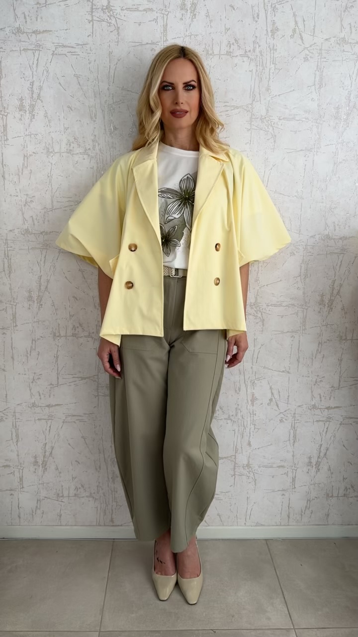 Κοντή καπαρτινα με 3/4 μανίκι- Κίτρινο