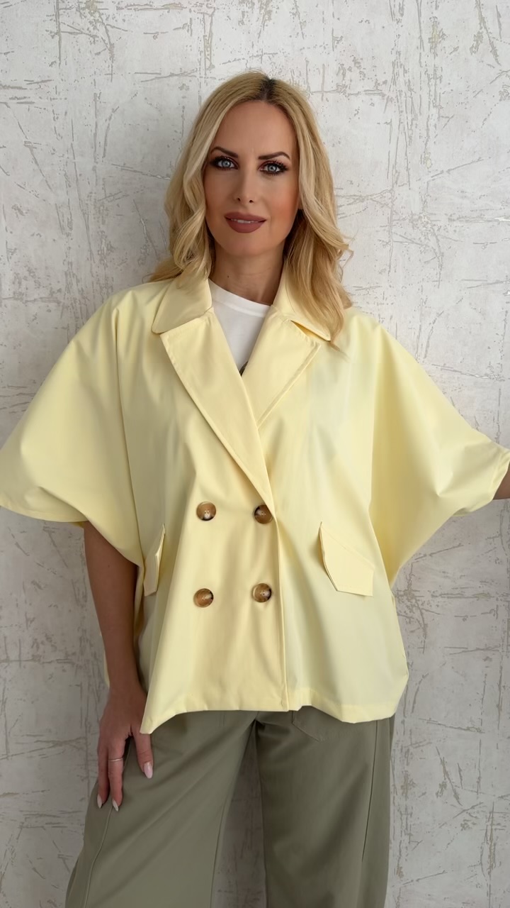 Κοντή καπαρτινα με 3/4 μανίκι- Κίτρινο