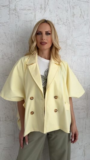 Κοντή καπαρτινα με 3/4 μανίκι- Κίτρινο