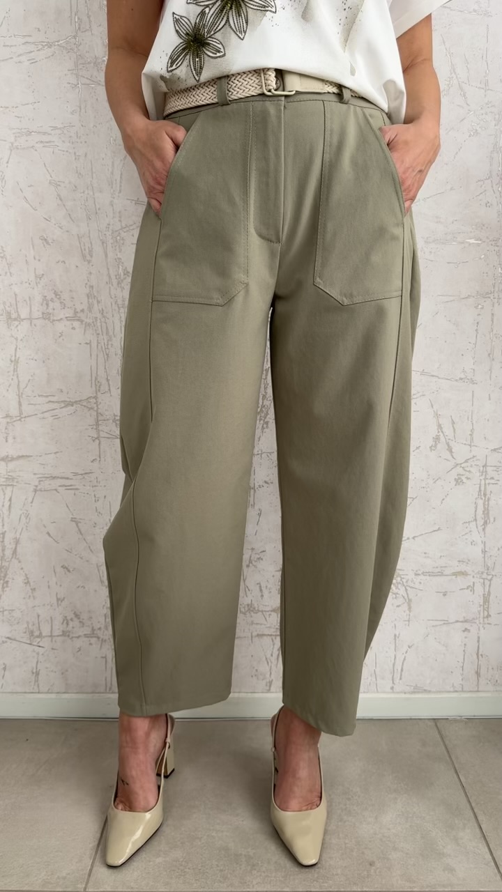 Παντελόνι με ζώνη- Λαδί