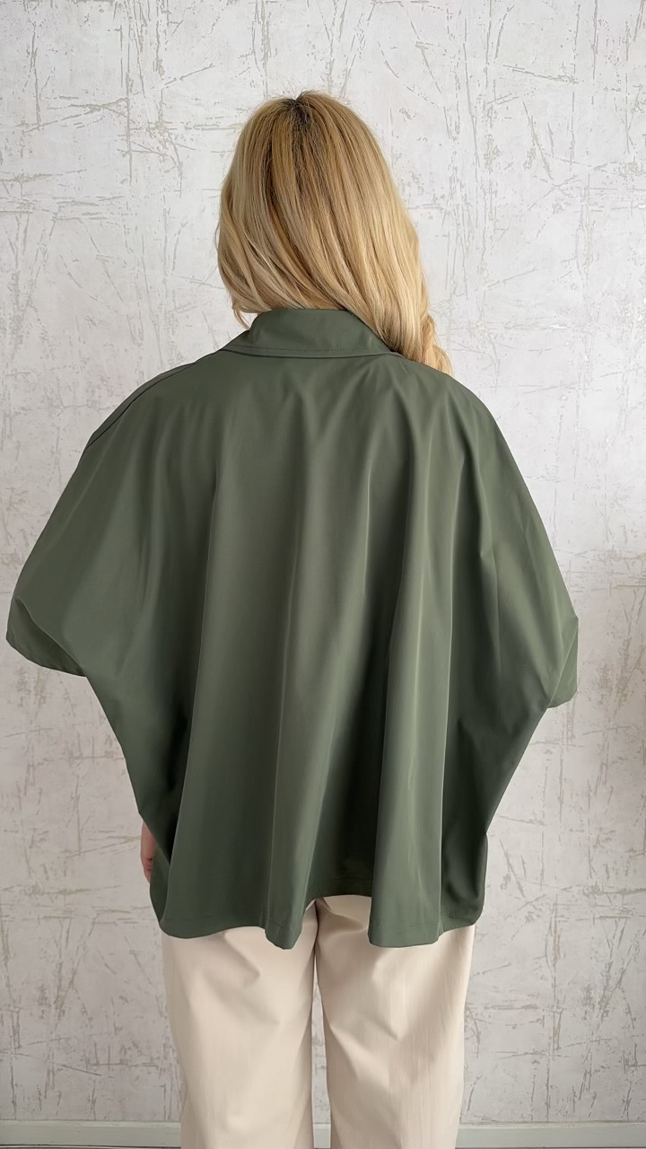 Κοντή καπαρτινα με 3/4 μανίκι- Χακι