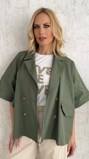 Κοντή καπαρτινα με 3/4 μανίκι- Χακι