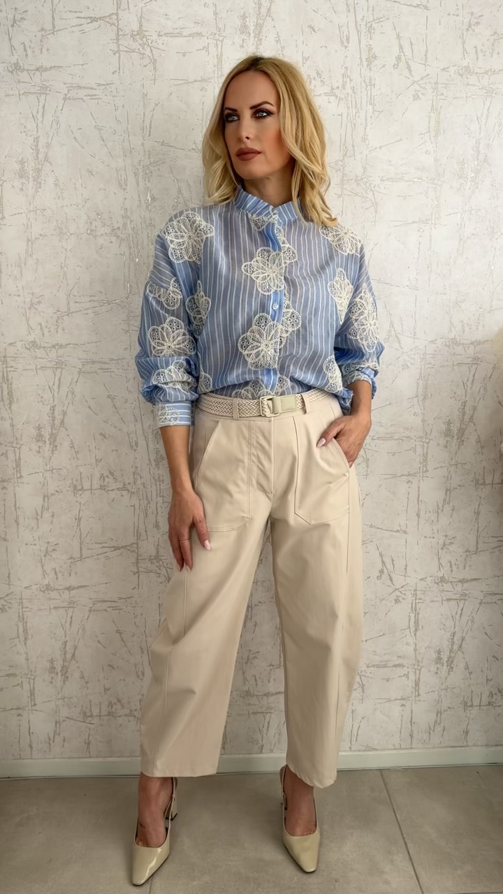 Πουκάμισο ριγέ με κέντημα