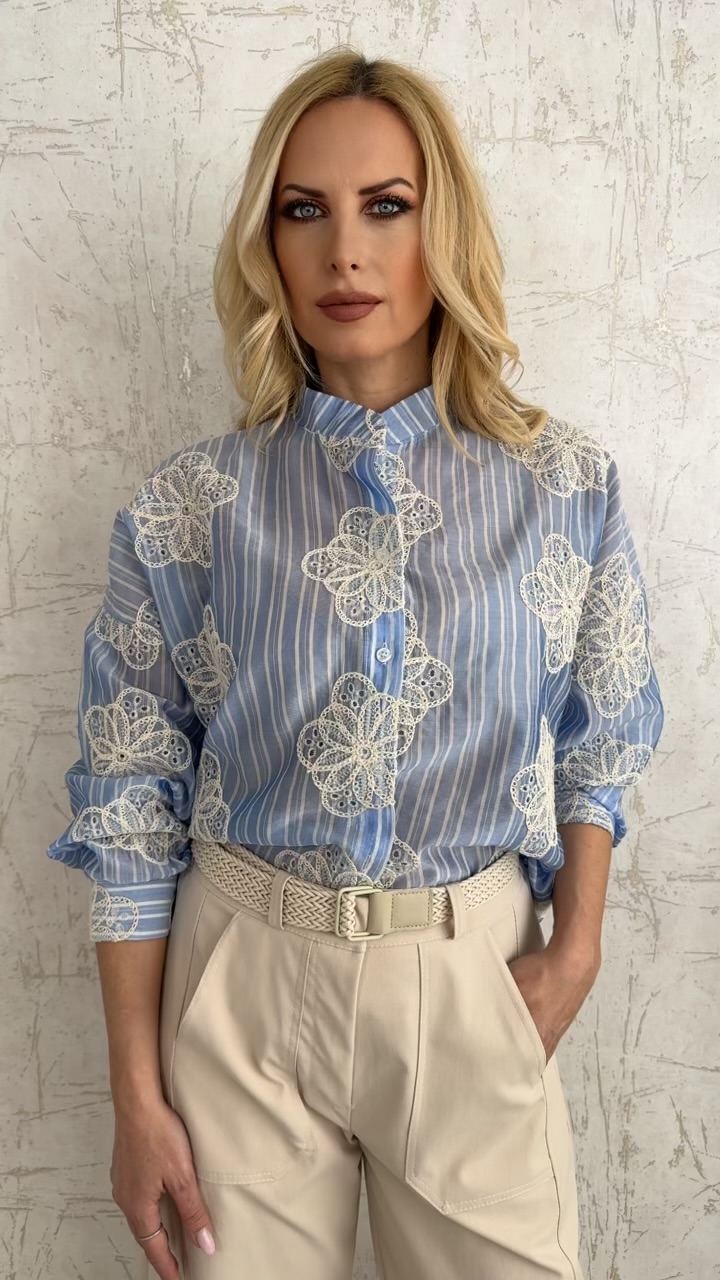 Πουκάμισο ριγέ με κέντημα