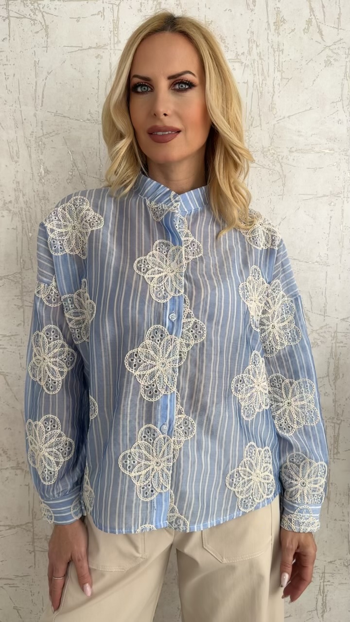 Πουκάμισο ριγέ με κέντημα