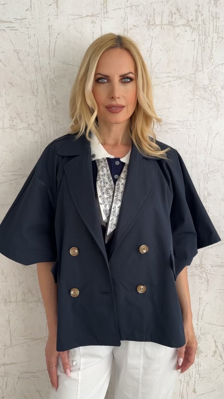 Κοντή καπαρτινα με 3/4 μανίκι- Μπλε