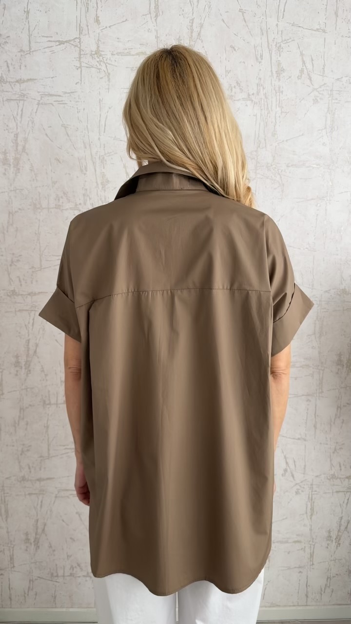 Πουκάμισο ποπλινα με στρας στο γιακά- Πουρου