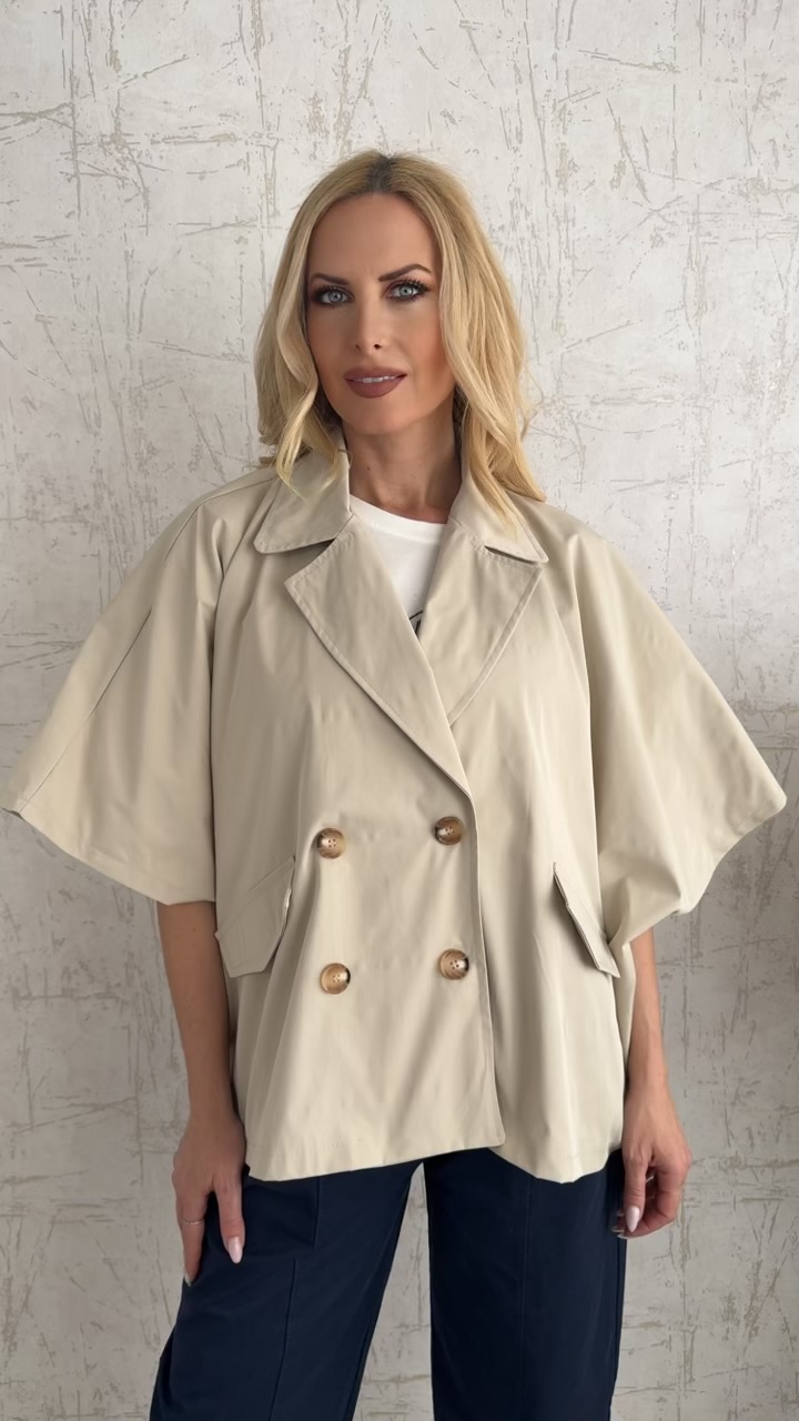 Κοντή καπαρτινα με 3/4 μανίκι- Μπεζ