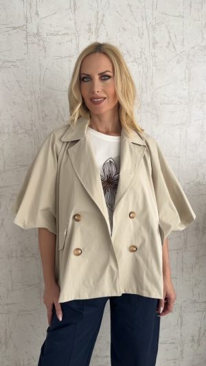 Κοντή καπαρτινα με 3/4 μανίκι- Μπεζ