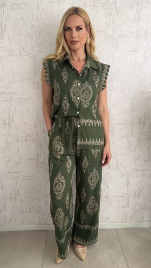 Boho twin set-Χακι