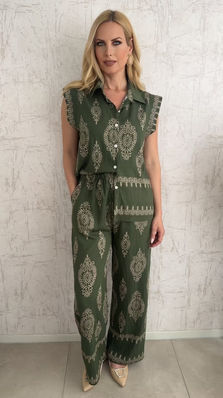 Boho twin set-Χακι